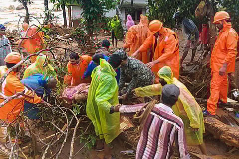 National Disaster Response Force personnel conduct rescue in Wayanad